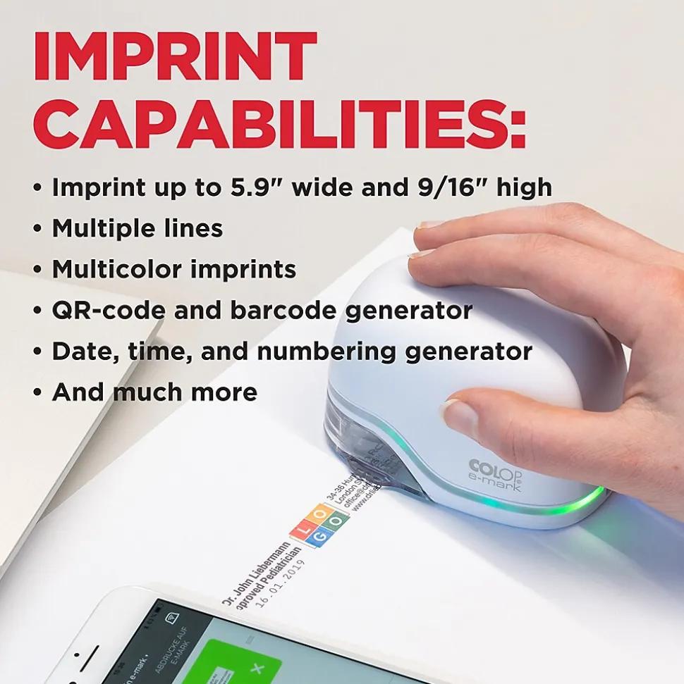 COLOP e-mark Electronic Digital Stamp and Marking Device, Cyan/Magenta/Yellow Ink (039201)