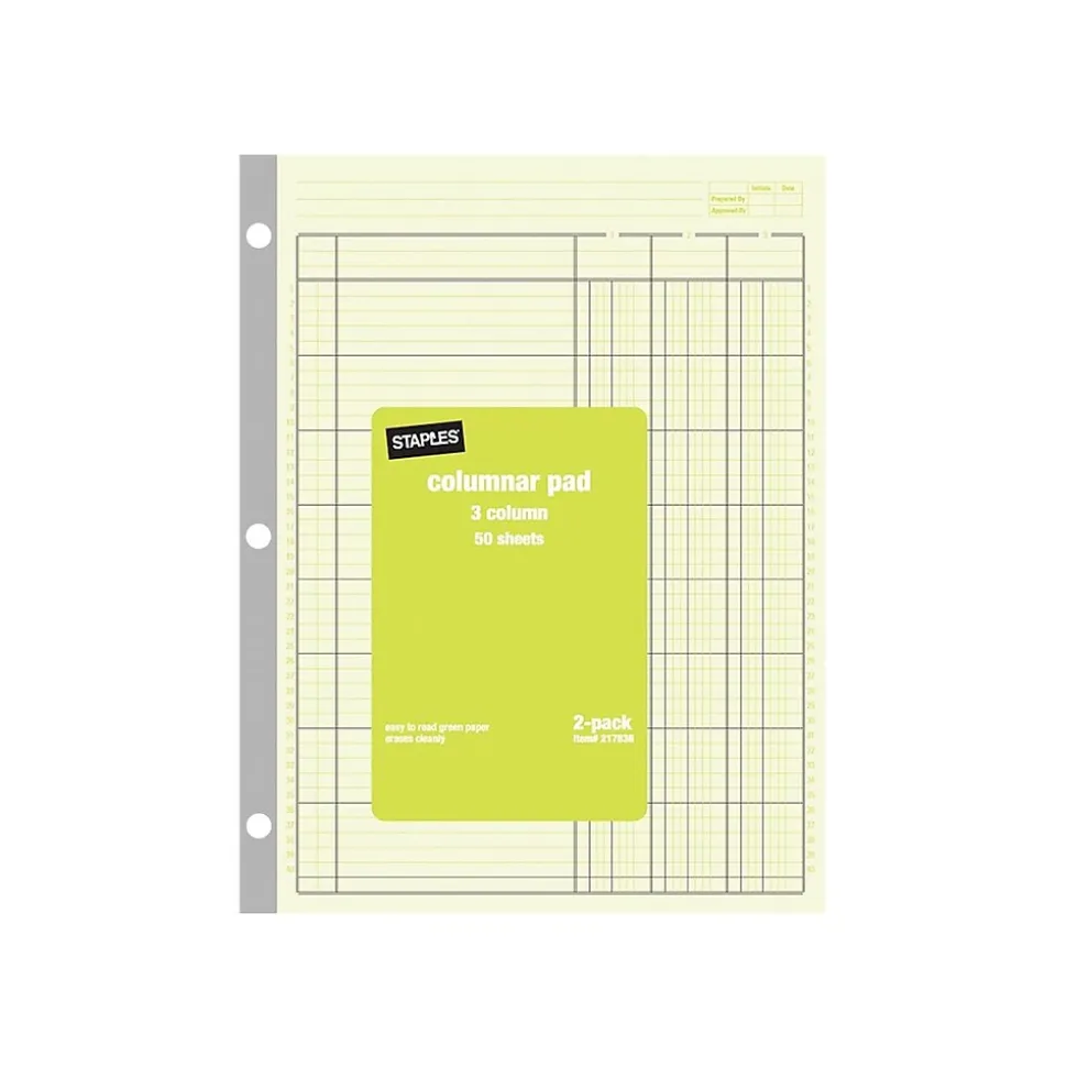 Columnar Books, 100 Pages, Green, 2/Pack (217836ABF)