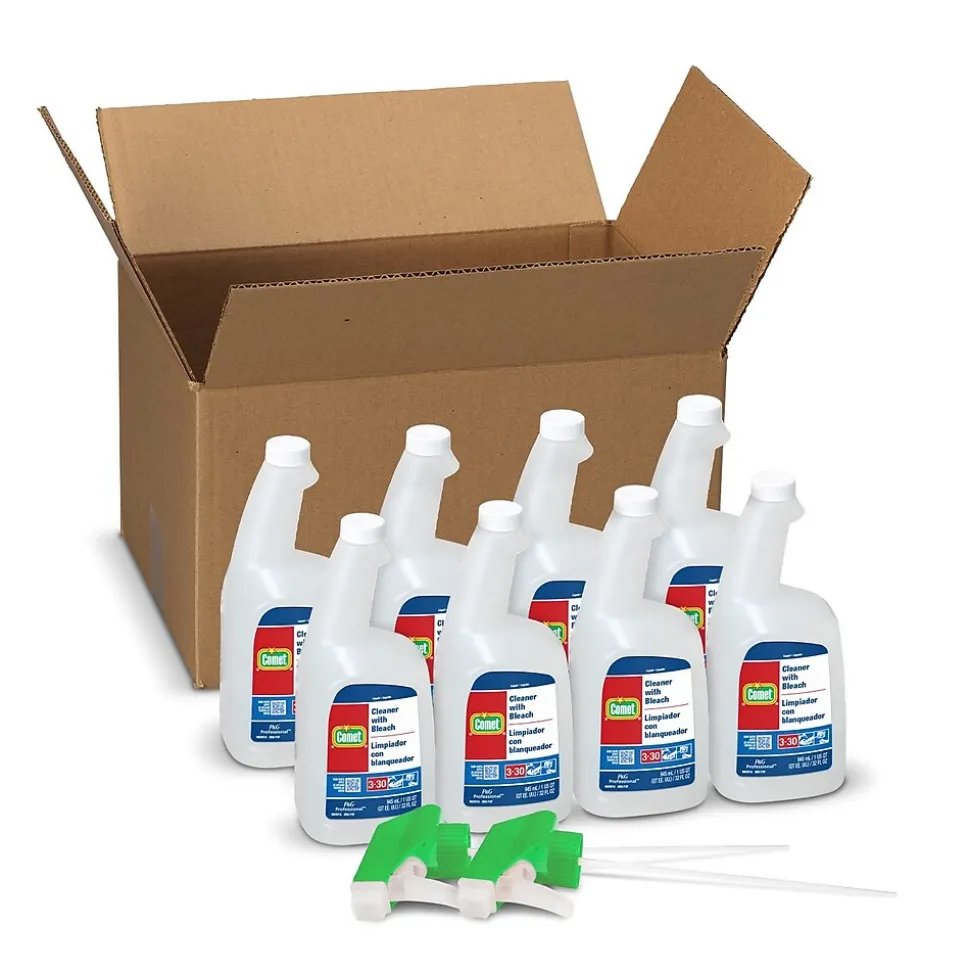 Comet Professional All Purpose Liquid Cleaner with Bleach for Commercial Use, 32 fl. oz., 8/Carton (02287)