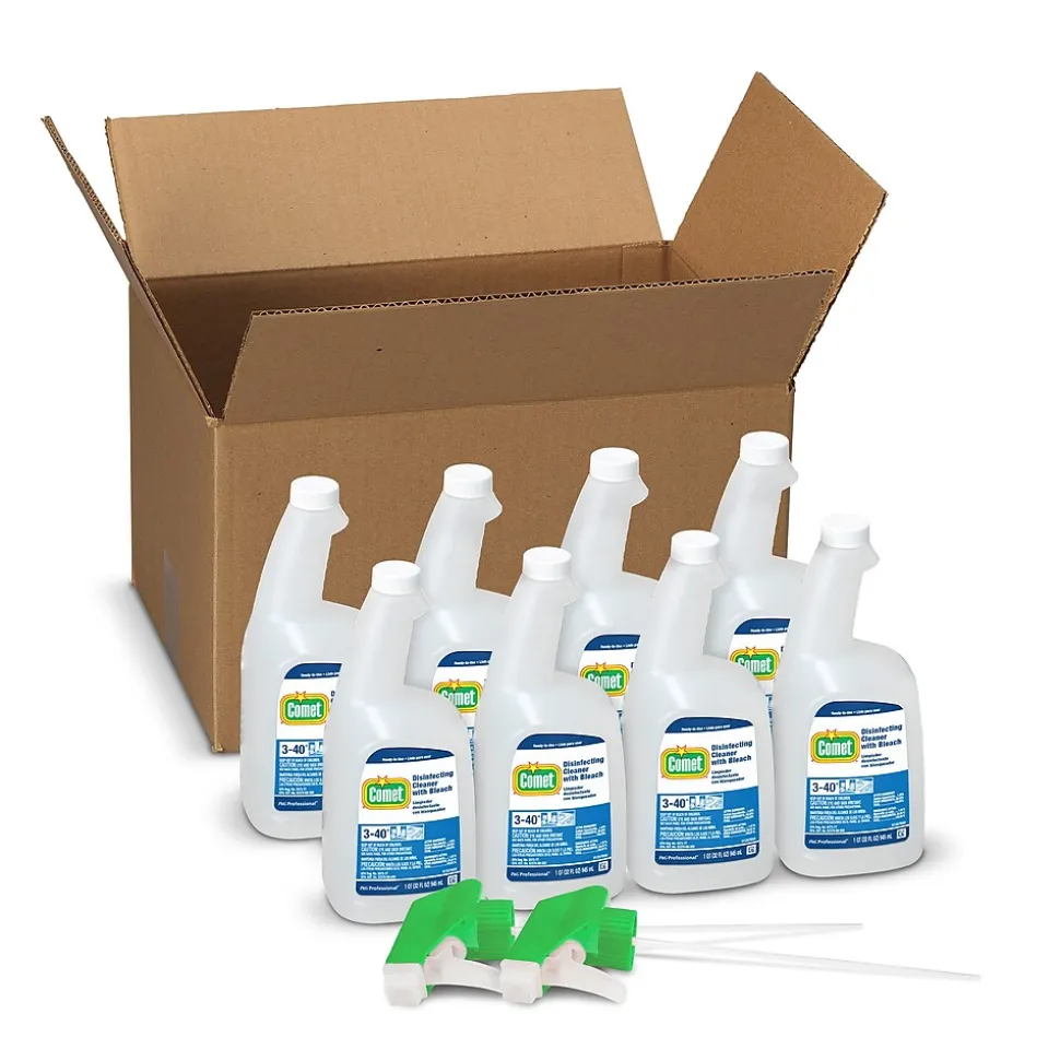 Comet Professional Multi Purpose Disinfecting Liquid Cleaner with Bleach Spray for Commercial Use, 32 fl. oz., 8/Carton (30314)