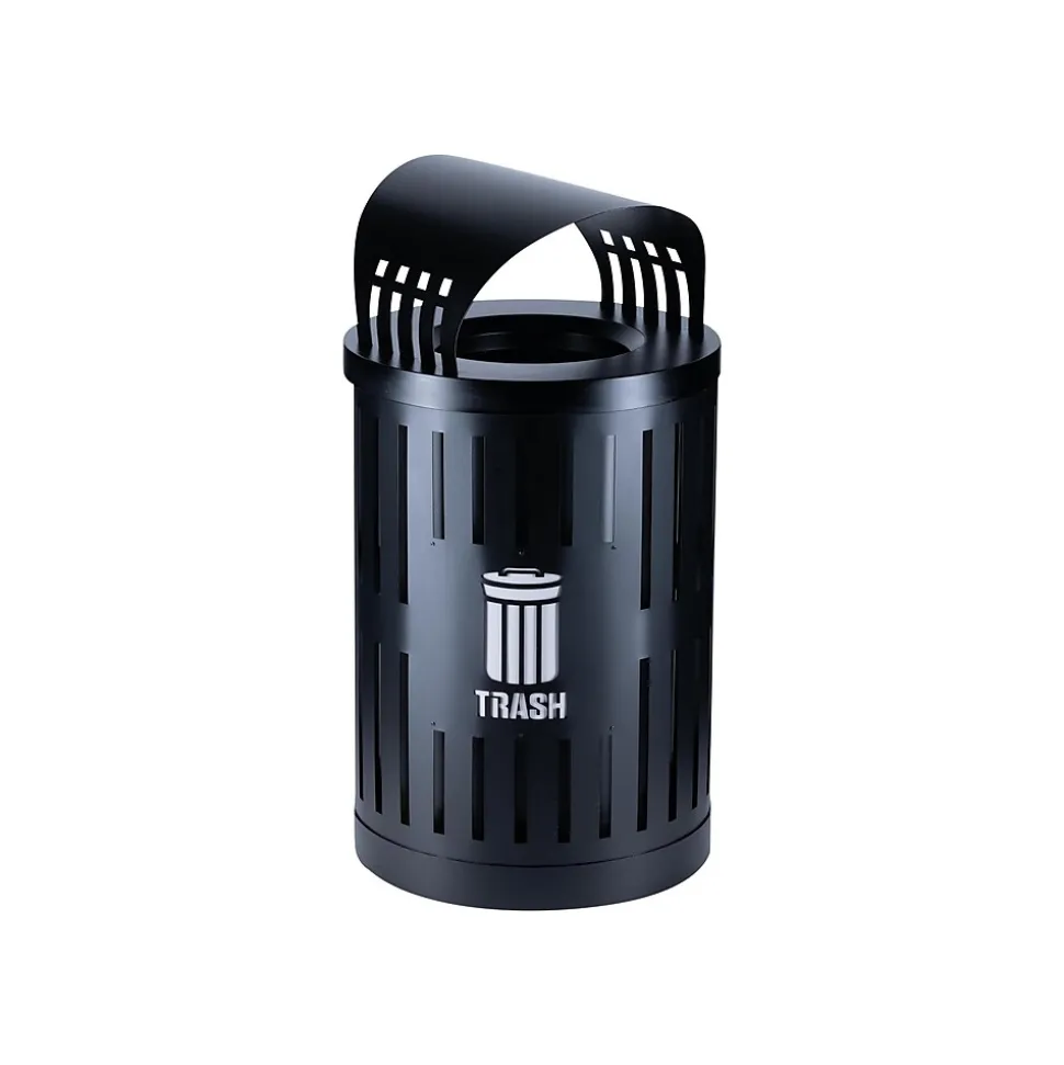 Commercial Zone Parkview DualCoat Metal Trash Can with Canopy Lid, 34 Gallon, Black (72863399)
