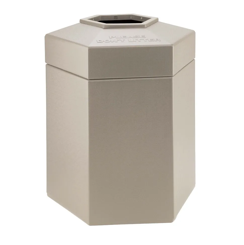 Commercial Zone Products® PolyTec Series 45gal Hex Waste Container, Beige (737202)