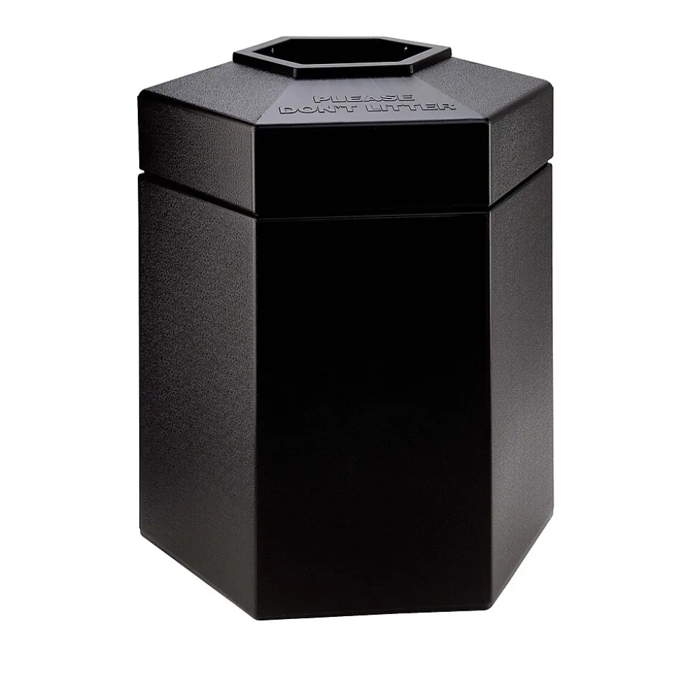Commercial Zone Products® PolyTec Series 45gal Hex Trash Can, Black (737201)