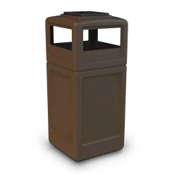 Commercial Zone Products® PolyTec Series 42gal Square Trash Can with Ashtray Dome Lid, Brown (73303799)