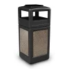 Commercial Zone Products® 42gal Square StoneTec® Trash Can with Ashtray Dome Lid; Black with Riverstone Panels (72055299)