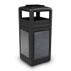 Commercial Zone Products® 42gal Square StoneTec® Trash Can with Ashtray Dome Lid, Black/Pepperstone Panels (72051399)