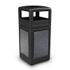 Commercial Zone Products StoneTec 42 Gallon Square Trash Can with Dome Lid, Black with Pepperstone Panels (72041399)