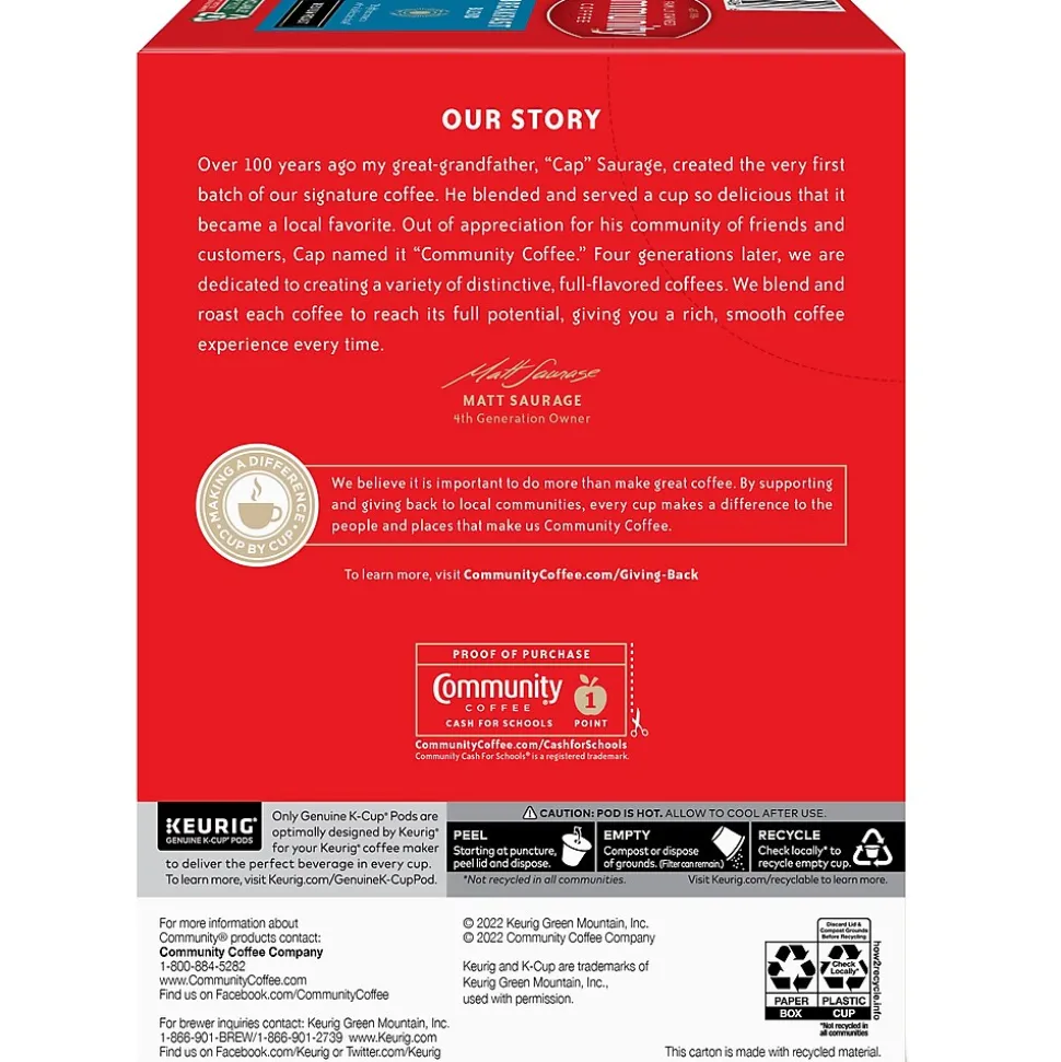 Community Coffee Breakfast Blend Coffee Keurig® K-Cup® Pods, Medium Roast, 24/Box (5000374324)