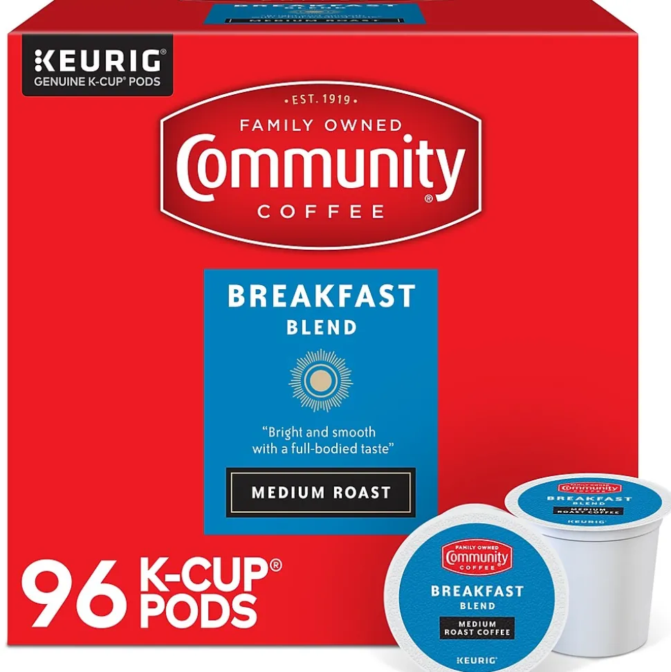 Community Coffee Breakfast Blend Coffee Keurig® K-Cup® Pods, Medium Roast, 96/Carton (5000374324CT)