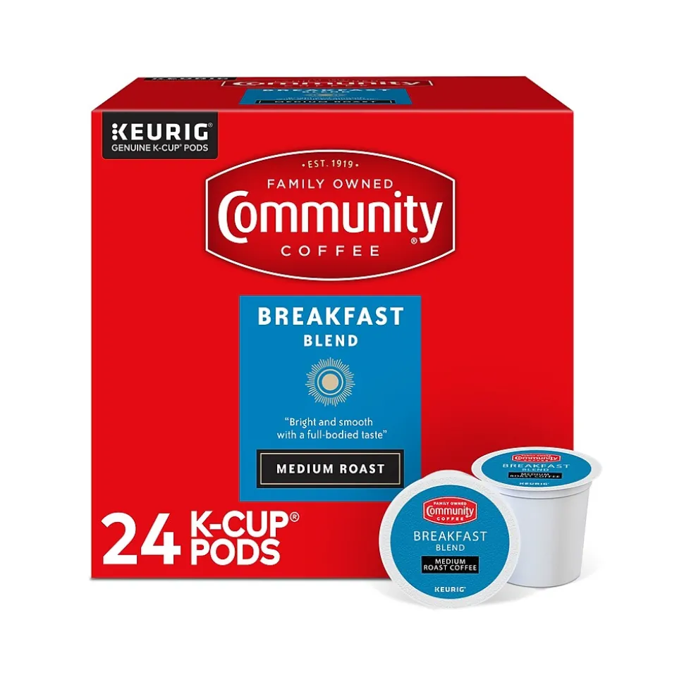 Community Coffee Breakfast Blend Coffee Keurig® K-Cup® Pods, Medium Roast, 96/Carton (5000374324CT)