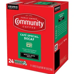 Community Coffee Cafe Special Decaf Coffee, Keurig K-Cup Pod, Medium-Dark Roast, 96/Carton (5000374327CT)