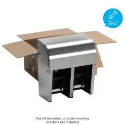 Compact 4-Roll Quad Coreless Toilet Paper Dispenser by GP PRO, Stainless Steel (56748)