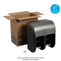 Compact 4-Roll Quad Coreless Toilet Paper Dispenser by GP PRO, Faux Stainless (56746A)