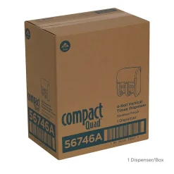 Compact 4-Roll Quad Coreless Toilet Paper Dispenser by GP PRO, Faux Stainless (56746A)