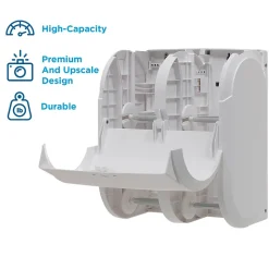Compact 4-Roll Quad Coreless Toilet Paper Dispenser by GP PRO, White (56747A)