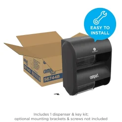 Compact® 4-Roll Quad Coreless Toilet Paper Dispenser by GP PRO, Black, 11.750” W x 6.900” D x 13.250” H (56744B)