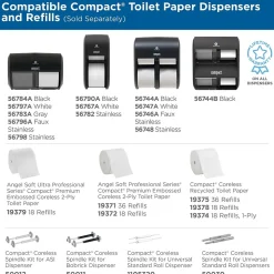 Compact® 4-Roll Quad Coreless Toilet Paper Dispenser by GP PRO, Black, 11.750” W x 6.900” D x 13.250” H (56744B)