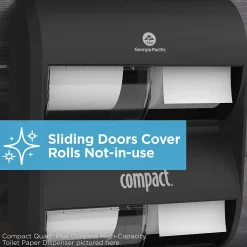 Compact® 4-Roll Quad Coreless Toilet Paper Dispenser by GP PRO, Black, 11.750” W x 6.900” D x 13.250” H (56744B)