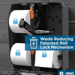 Compact® 4-Roll Quad Coreless Toilet Paper Dispenser by GP PRO, Black, 11.750” W x 6.900” D x 13.250” H (56744B)