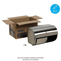 Compact 2-Roll Side-by-Side Coreless Toilet Paper Dispenser by GP PRO, Stainless (56798)