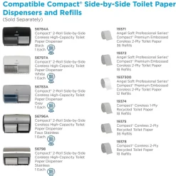 Compact 2-Roll Side-by-Side Coreless Toilet Paper Dispenser by GP PRO, Stainless (56798)