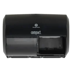 Compact 2-Roll Side-by-Side Coreless Toilet Paper Dispenser by GP PRO, Black (56784A)