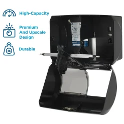 Compact 2-Roll Side-by-Side Coreless Toilet Paper Dispenser by GP PRO, Black (56784A)
