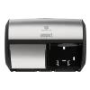 Compact 2-Roll Side-by-Side Coreless Toilet Paper Dispenser by GP PRO, Faux Stainless, (56796A)