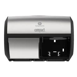 Compact 2-Roll Side-by-Side Coreless Toilet Paper Dispenser by GP PRO, Faux Stainless, (56796A)