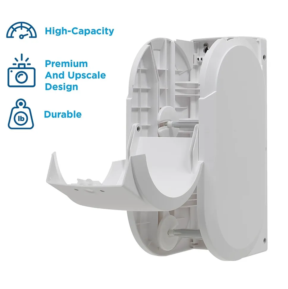 Compact 2-Roll Vertical Coreless Toilet Paper Dispenser by GP PRO, White (56767A)