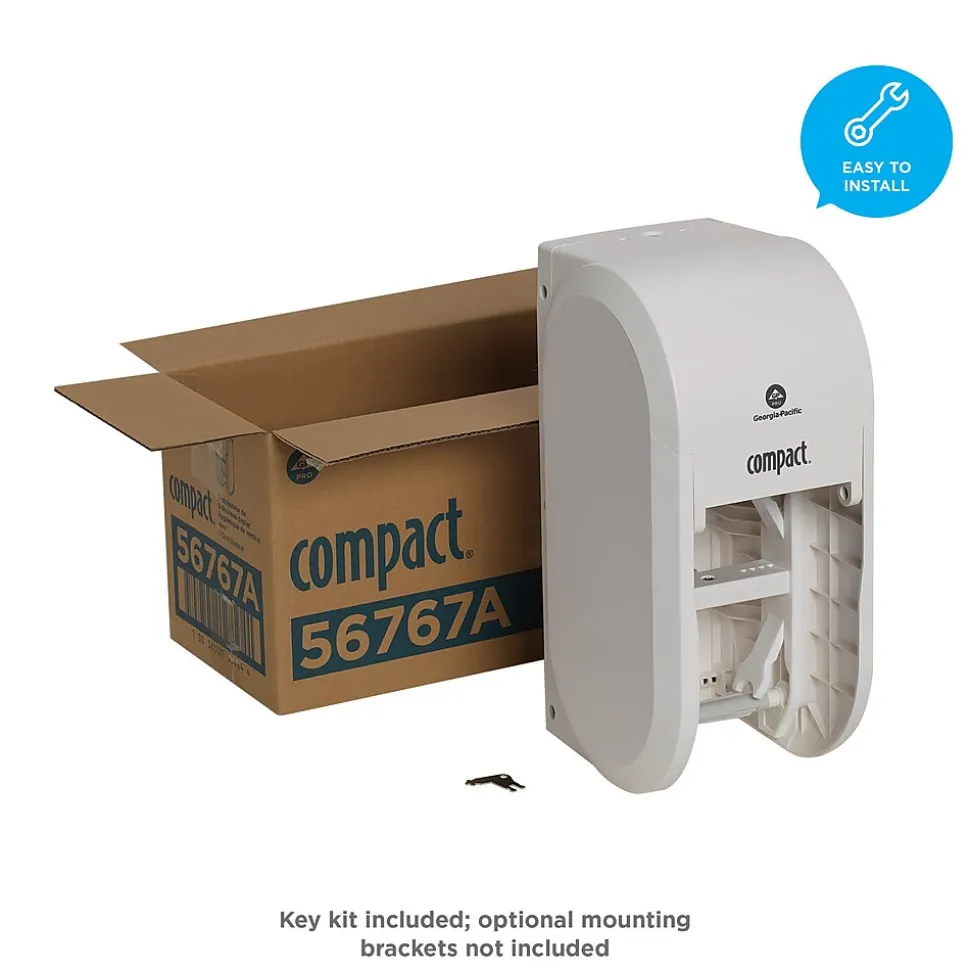 Compact 2-Roll Vertical Coreless Toilet Paper Dispenser by GP PRO, White (56767A)