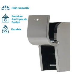 Compact 2-Roll Vertical Coreless Toilet Paper Dispenser by GP PRO, Stainless (56782)