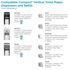 Compact 2-Roll Vertical Coreless Toilet Paper Dispenser by GP PRO, Stainless (56782)