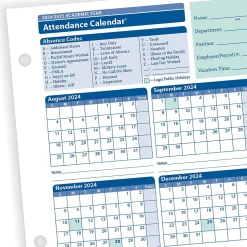 ComplyRight 2024-2025 Academic Attendance Calendar, 50/Pack (A43005015)