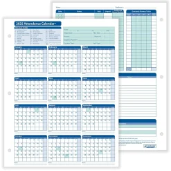 ComplyRight 2025 Attendance Calendar Set, 200 Forms/Pack (A1411W16PK200)