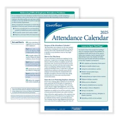 ComplyRight 2025 Attendance Calendar Set, 100 Forms/Pack (A1411W16PK100)