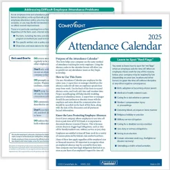 ComplyRight 2025 Attendance Calendar Card, 25 Forms/Pack (A4000W25)