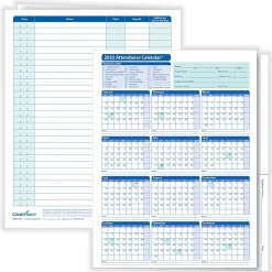 ComplyRight 2025 Attendance Calendar File Folder, 25 Forms/Pack (A3050)