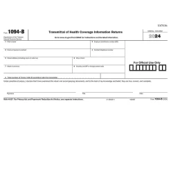 ComplyRight 2024 1094-B Tax Form, 1-Part, White/Black, 500/Pack (1094BT500)