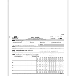 ComplyRight 2024 1095-B Tax Form, 1-Part, White/Black, 500/Pack (1095B500)