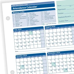 ComplyRight 2024-2025 Fiscal Attendance Calendar, 50/Pack (A42005015)
