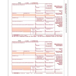 ComplyRight 2024 1099-MISC Tax Form, 1-Part, 2-Up, Federal Copy A, 25/Pack (511025)