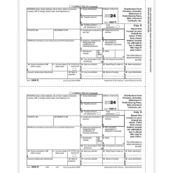 ComplyRight 2024 1099-R Tax Form, 1-Part, 2-Up, Recipient Copy B, 50/Pack (514150)