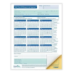 ComplyRight 2025 Time Off Request and Approval Form, 2-Part, 50 Forms/Pack (A0030)