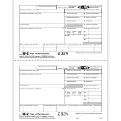 ComplyRight 2024 W-2 Tax Form, 1-Part, 2-Up, Employee Copy B, 50/Pack (520250)
