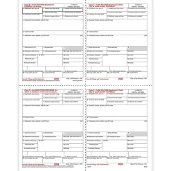 ComplyRight 2024 W-2 Tax Form, 1-Part, 4-Up, Employee Copy B, C, and 2, 50/Pack (520550)