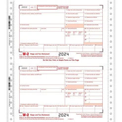 ComplyRight 2024 W-2 Tax Form, 6-Part, 2-Up, Employer Copy A, 1/D, B, C, 2, 1/D, 25/Pack (9811625)