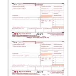 ComplyRight 2024 W-2 Tax Form, 1-Part, 2-Up, Federal Copy A, 50/Pack (520150)