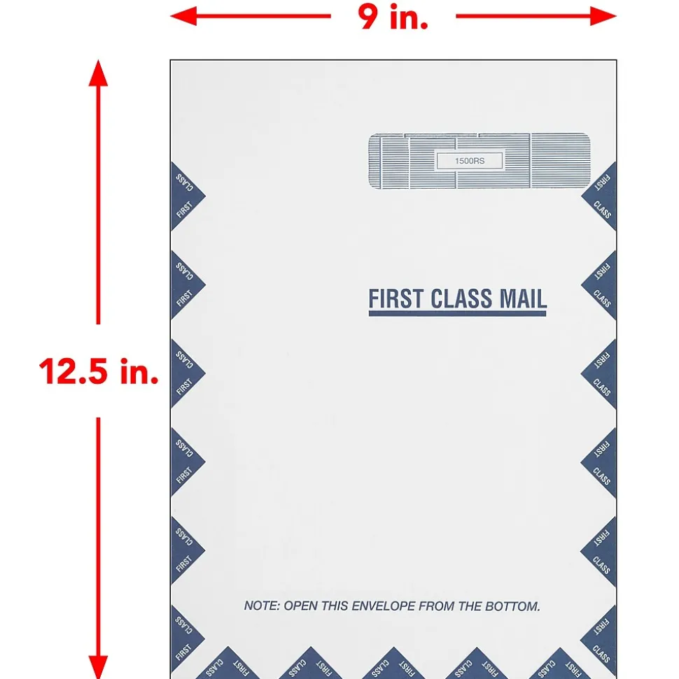 ComplyRight CMS-1500 Self Seal Security Tinted Window Envelope 9" x 12 1/2", White/Blue, 100/Pack (1500RS)