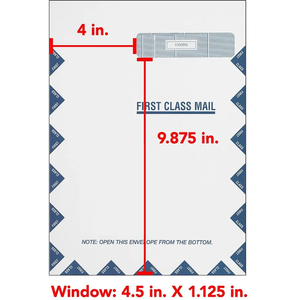 ComplyRight CMS-1500 Self Seal Security Tinted Window Envelope 9" x 12 1/2", White/Blue, 100/Pack (1500RS)